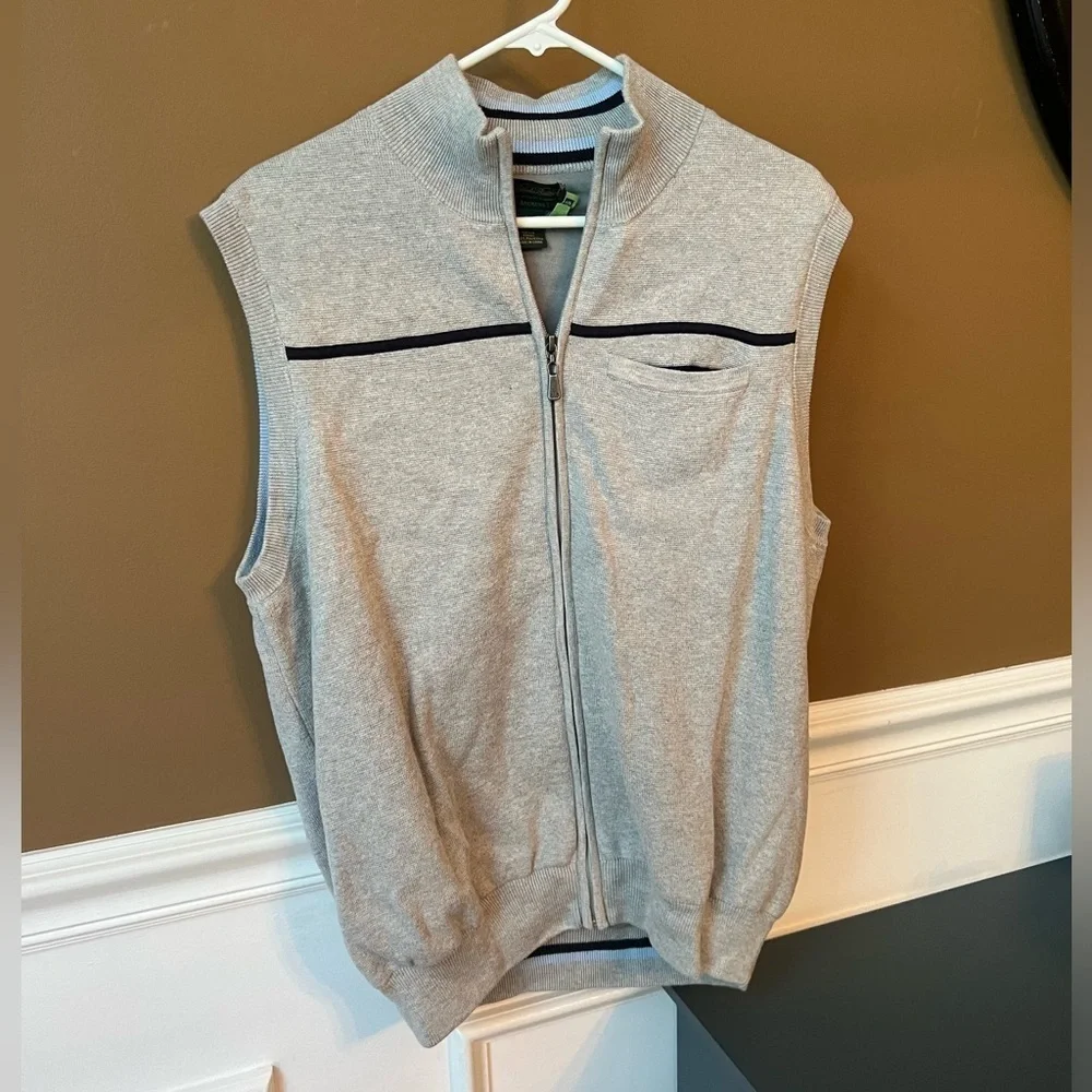 Brooks Brothers Vintage St Andrews Links Supima Sweater Vest Zip Up Size Large